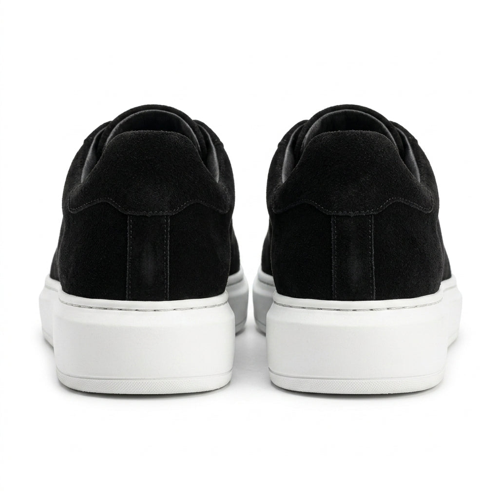 Adidasi barbati din piele naturală, M-112, negru-velur ta - Paul Style