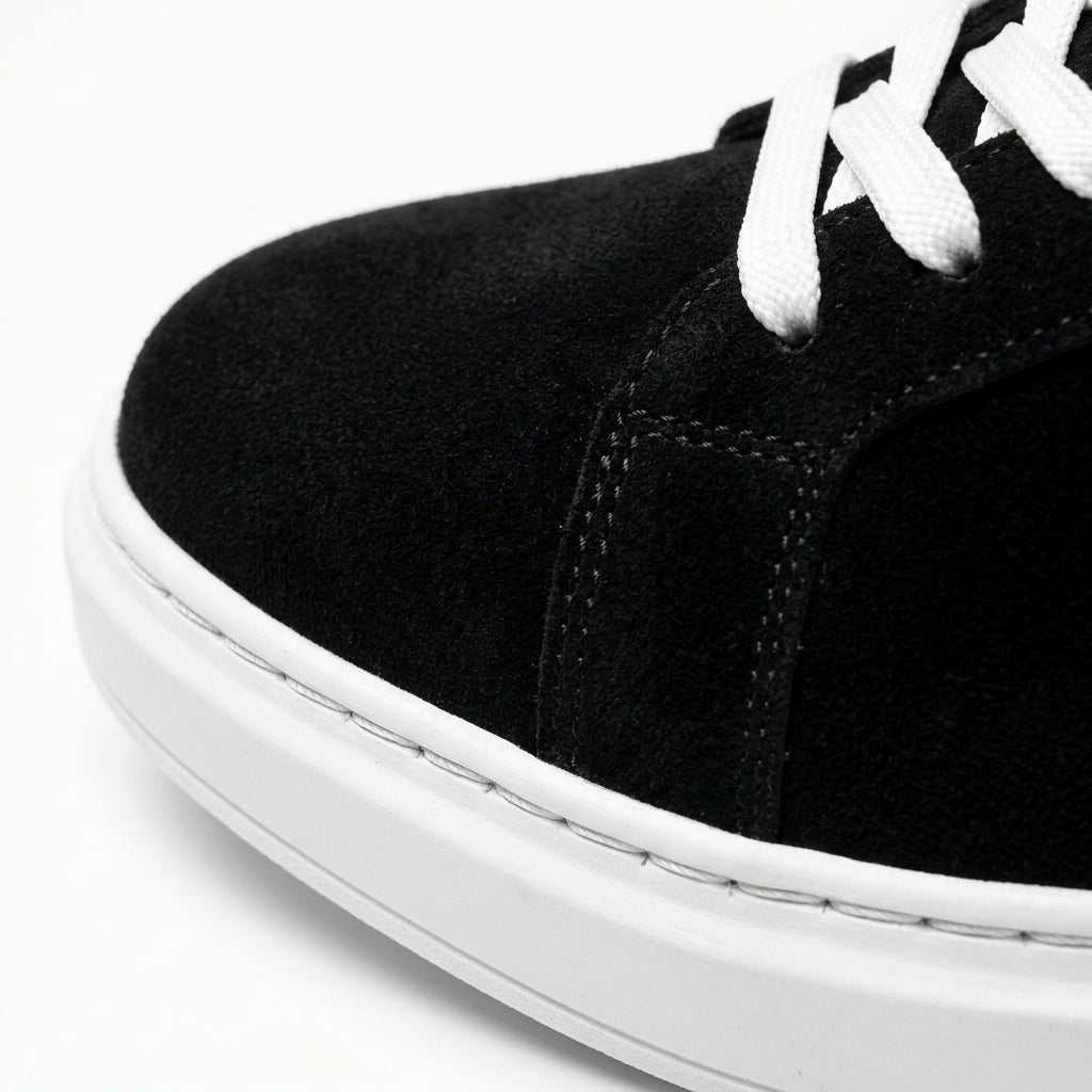 Adidasi barbati din piele naturală, M-112, negru-velur ta - Paul Style
