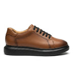 Adidasi barbati din piele naturală, M-329, maro-tng - Paul Style