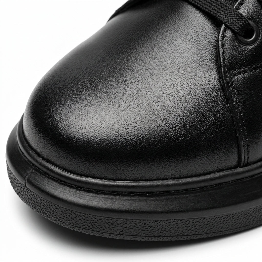 Adidasi barbati din piele naturală, M-329, negru - Paul Style