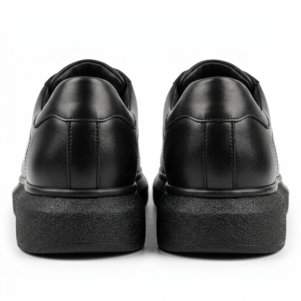 Adidasi barbati din piele naturală, M-329, negru - Paul Style