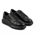 Adidasi barbati din piele naturală, M-329, negru - Paul Style