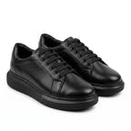Adidasi barbati din piele naturală, M-329, negru - Paul Style
