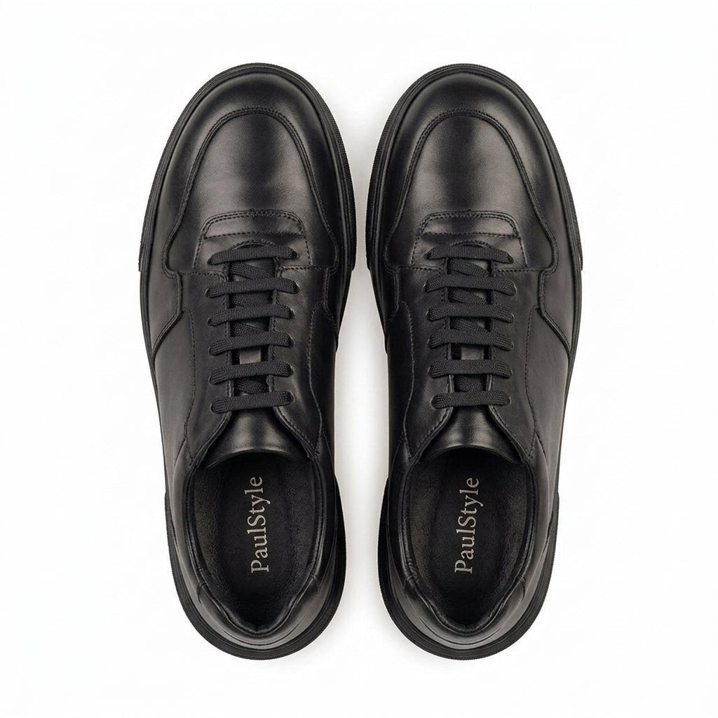 Adidasi barbati din piele naturală, M - 870, negru - Paul Style