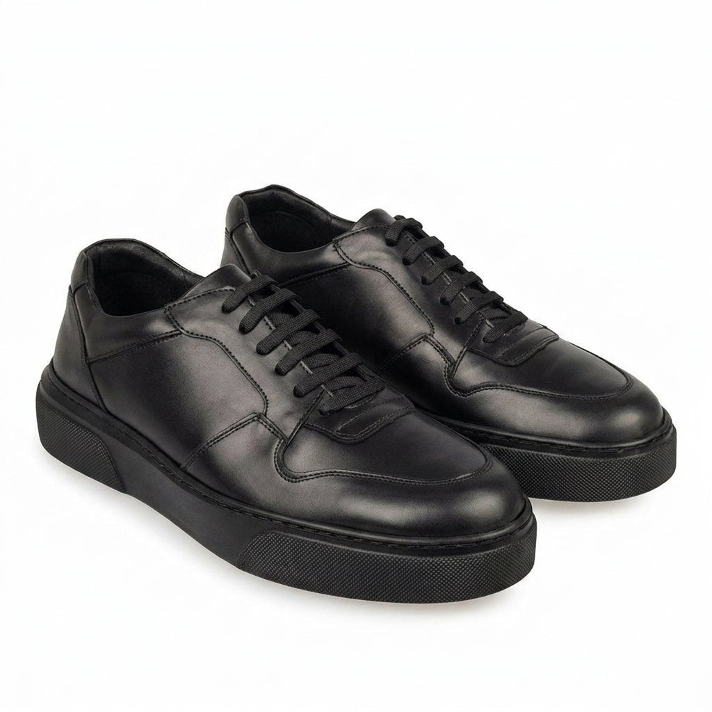 Adidasi barbati din piele naturală, M - 870, negru - Paul Style