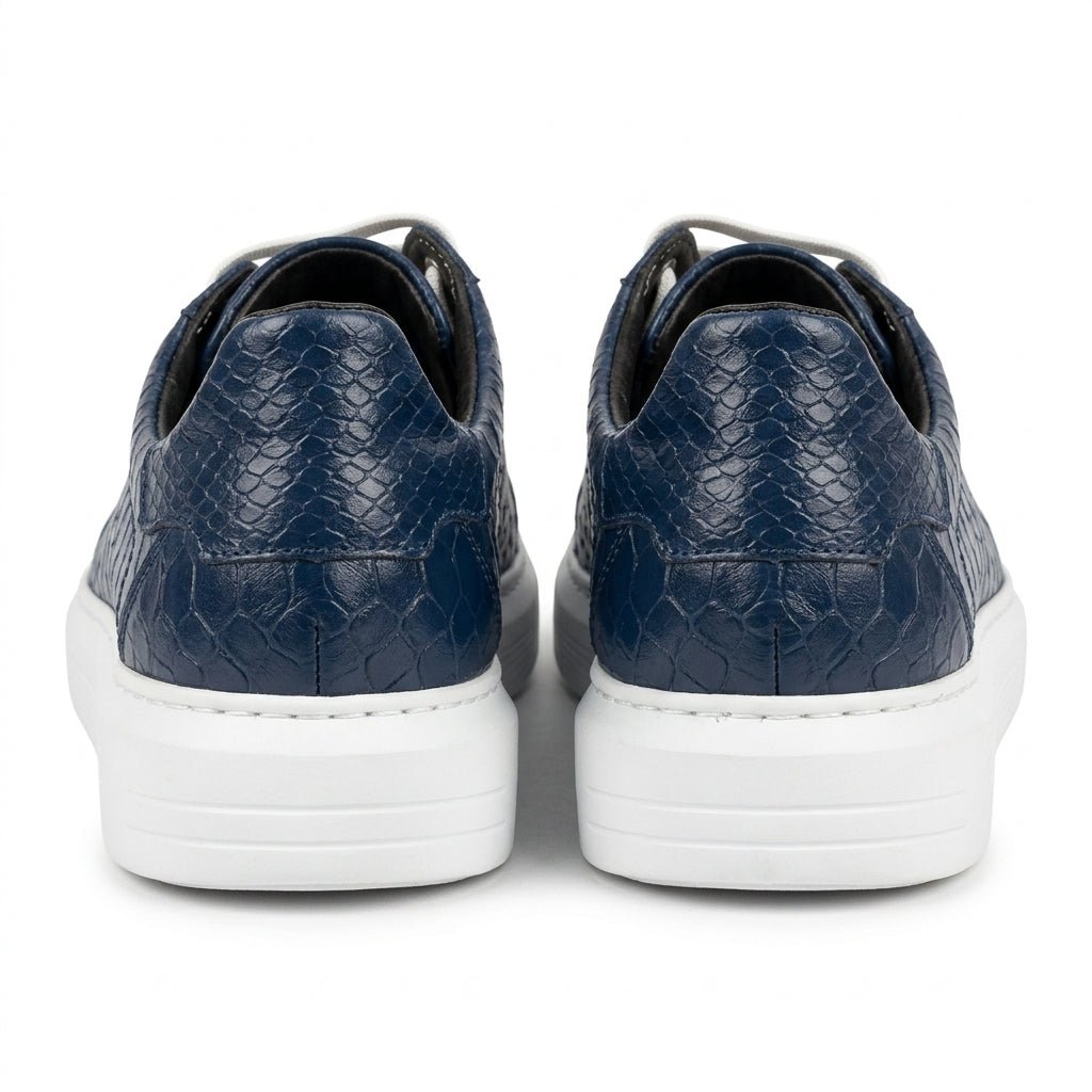 Adidasi barbati din piele naturală, R-Croco, blue - Paul Style