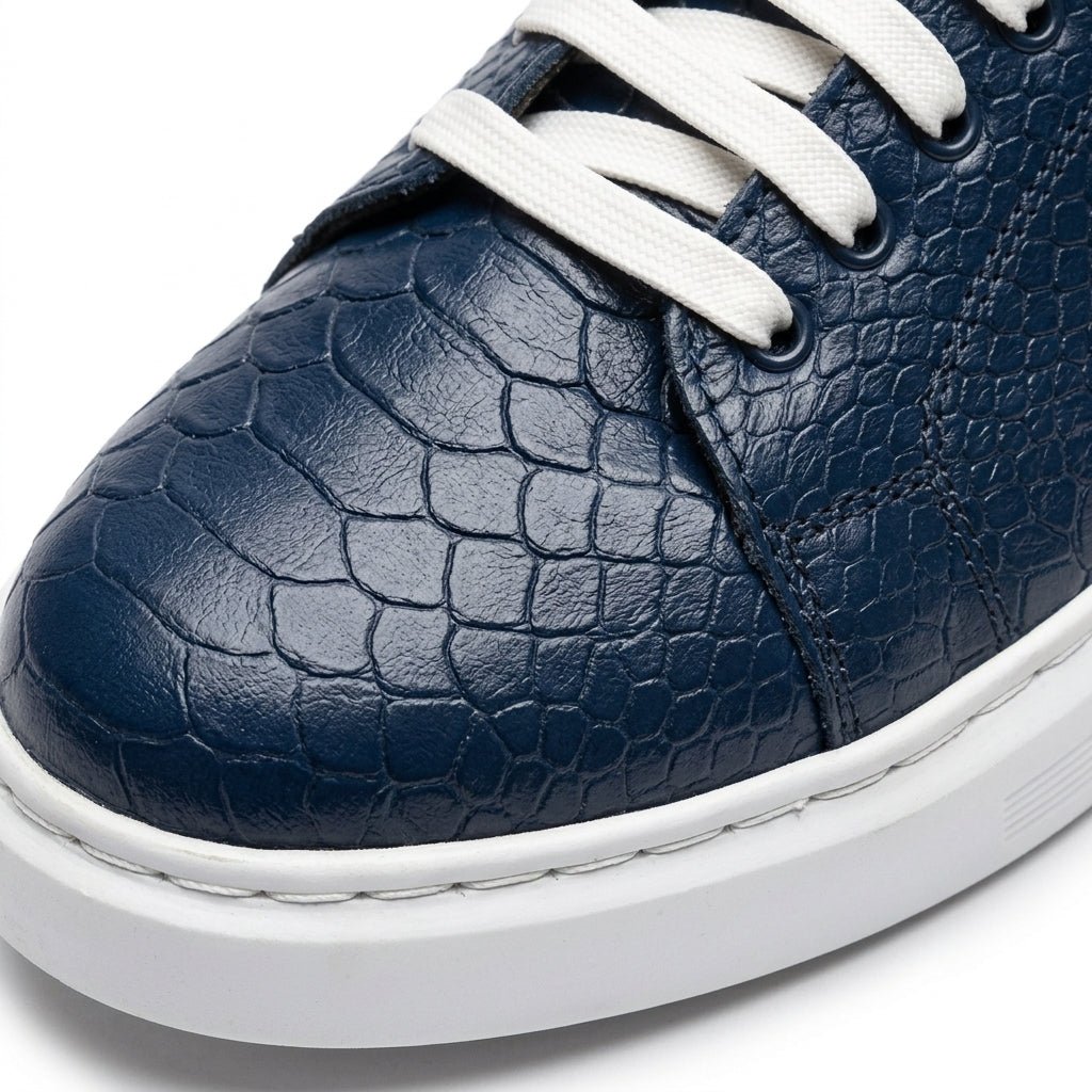 Adidasi barbati din piele naturală, R-Croco, blue - Paul Style