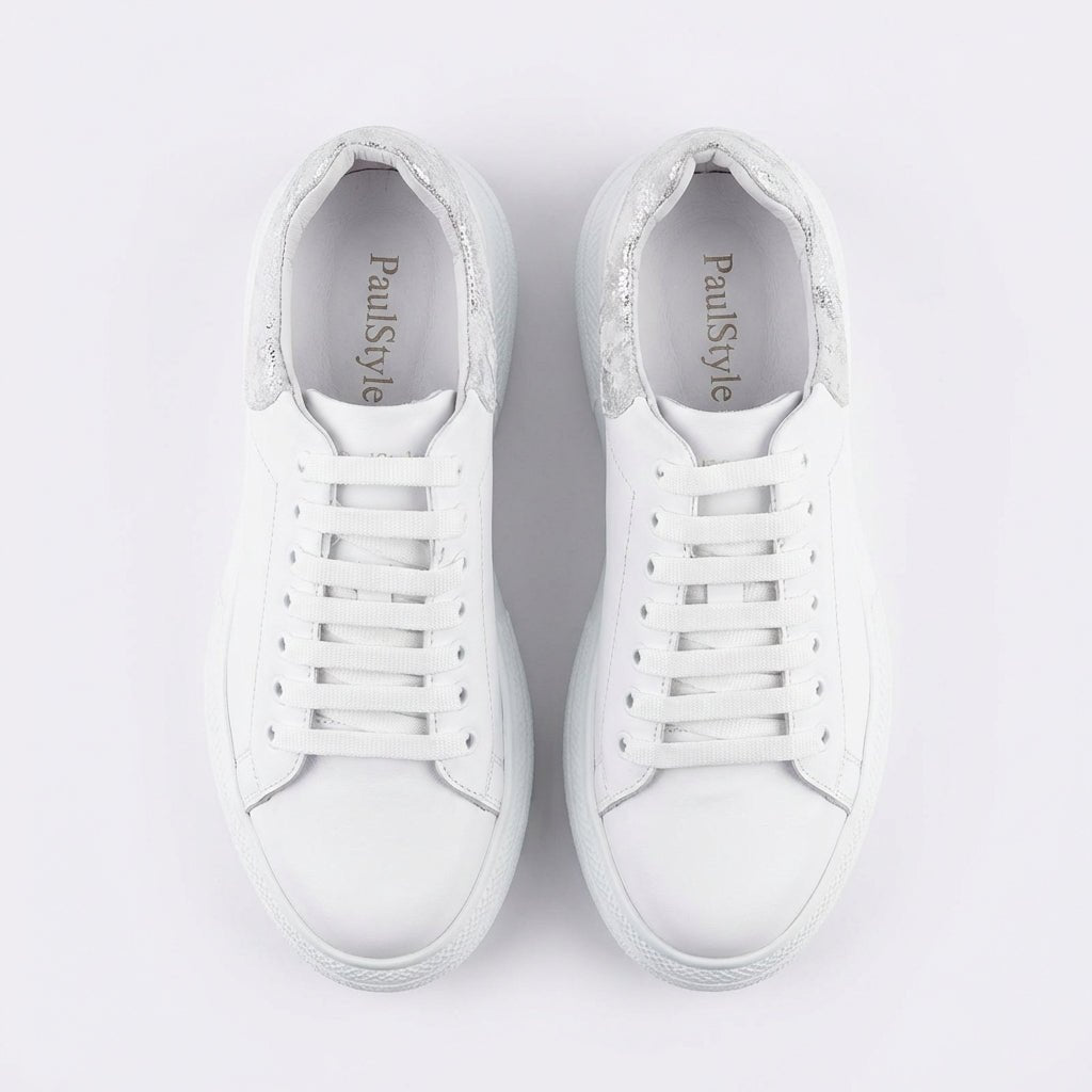 Adidasi dama alb, A - 287, din piele naturala - Paul Style