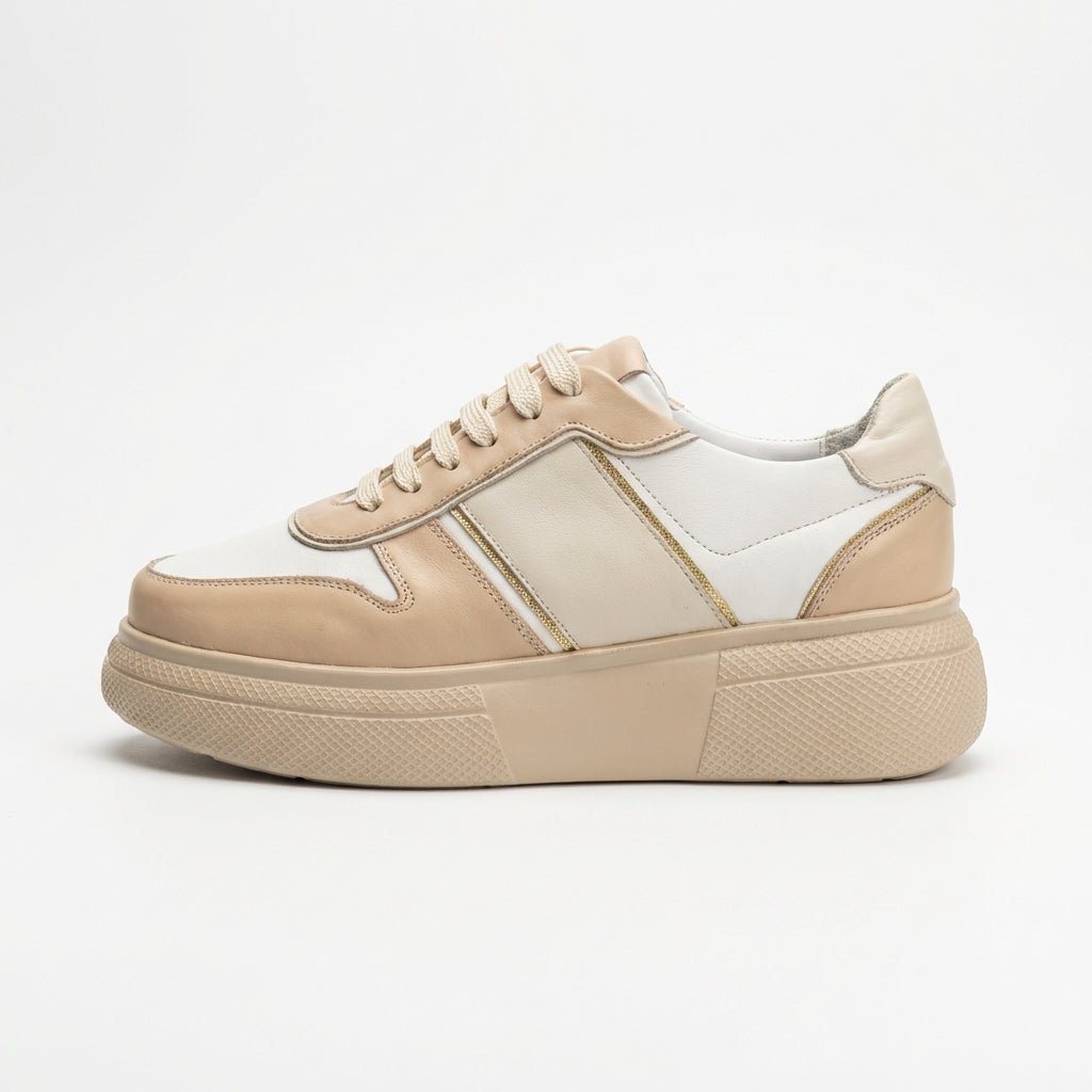 Adidasi dama Bej, Asti - 222, din piele naturala - Paul Style