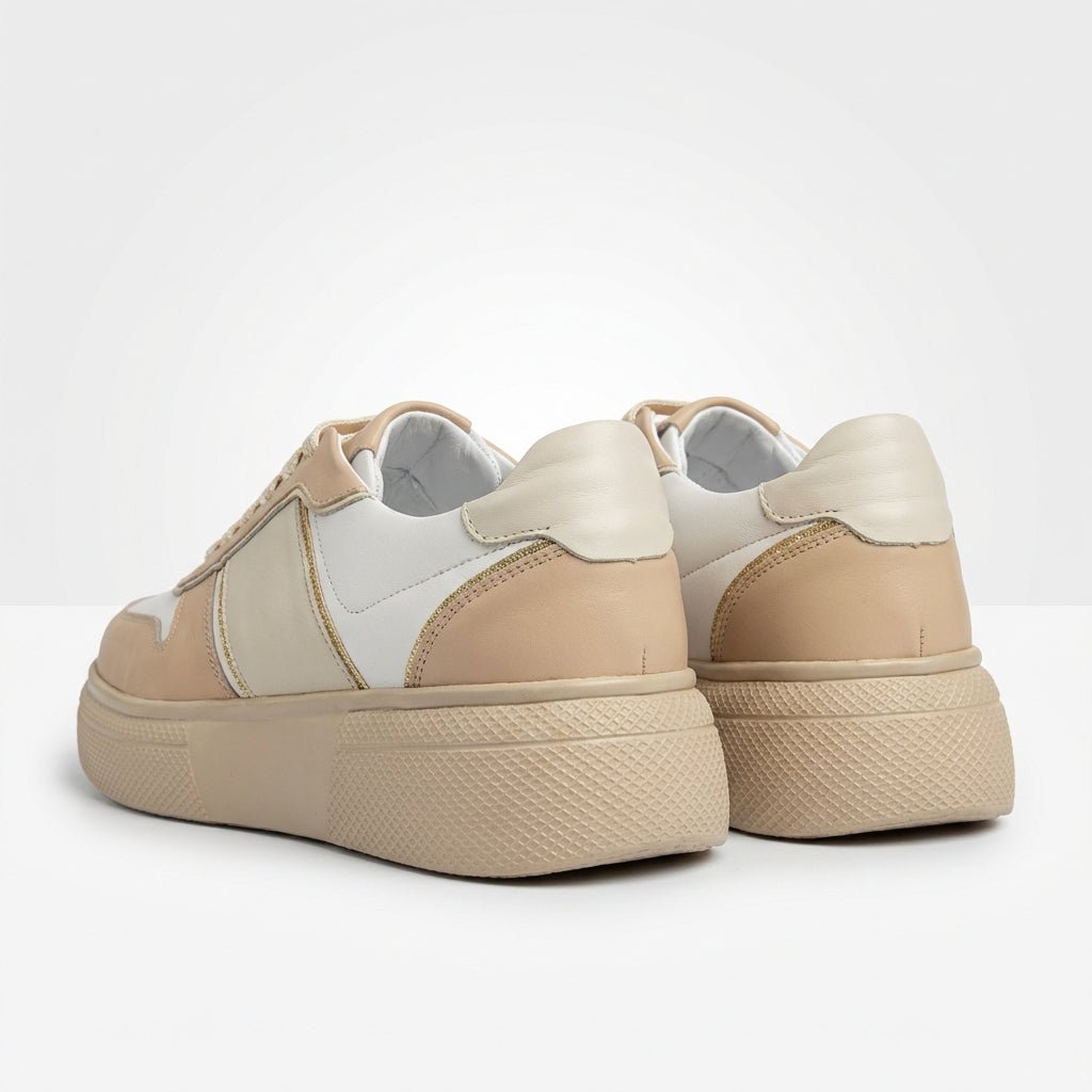 Adidasi dama Bej, Asti - 222, din piele naturala - Paul Style