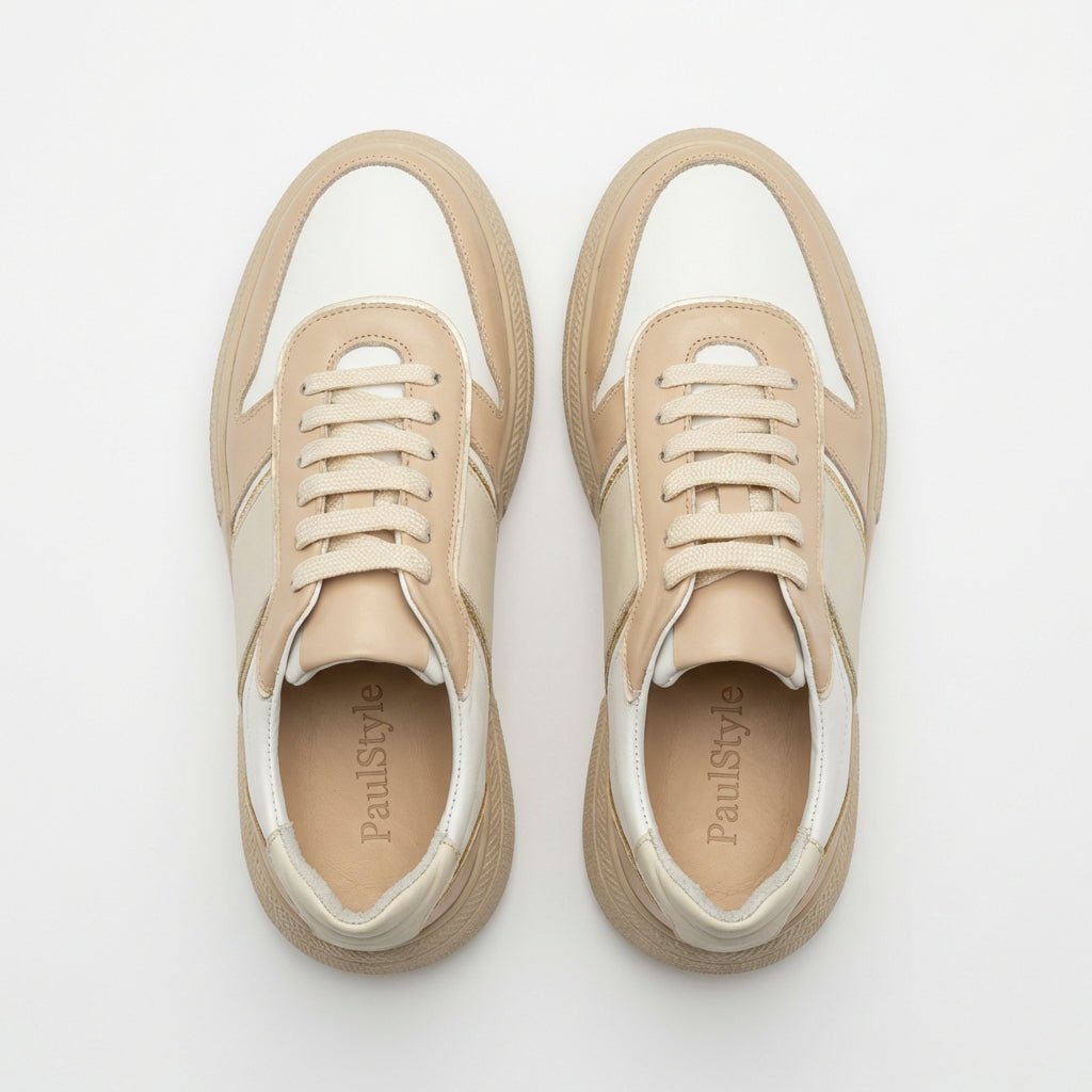 Adidasi dama Bej, Asti - 222, din piele naturala - Paul Style