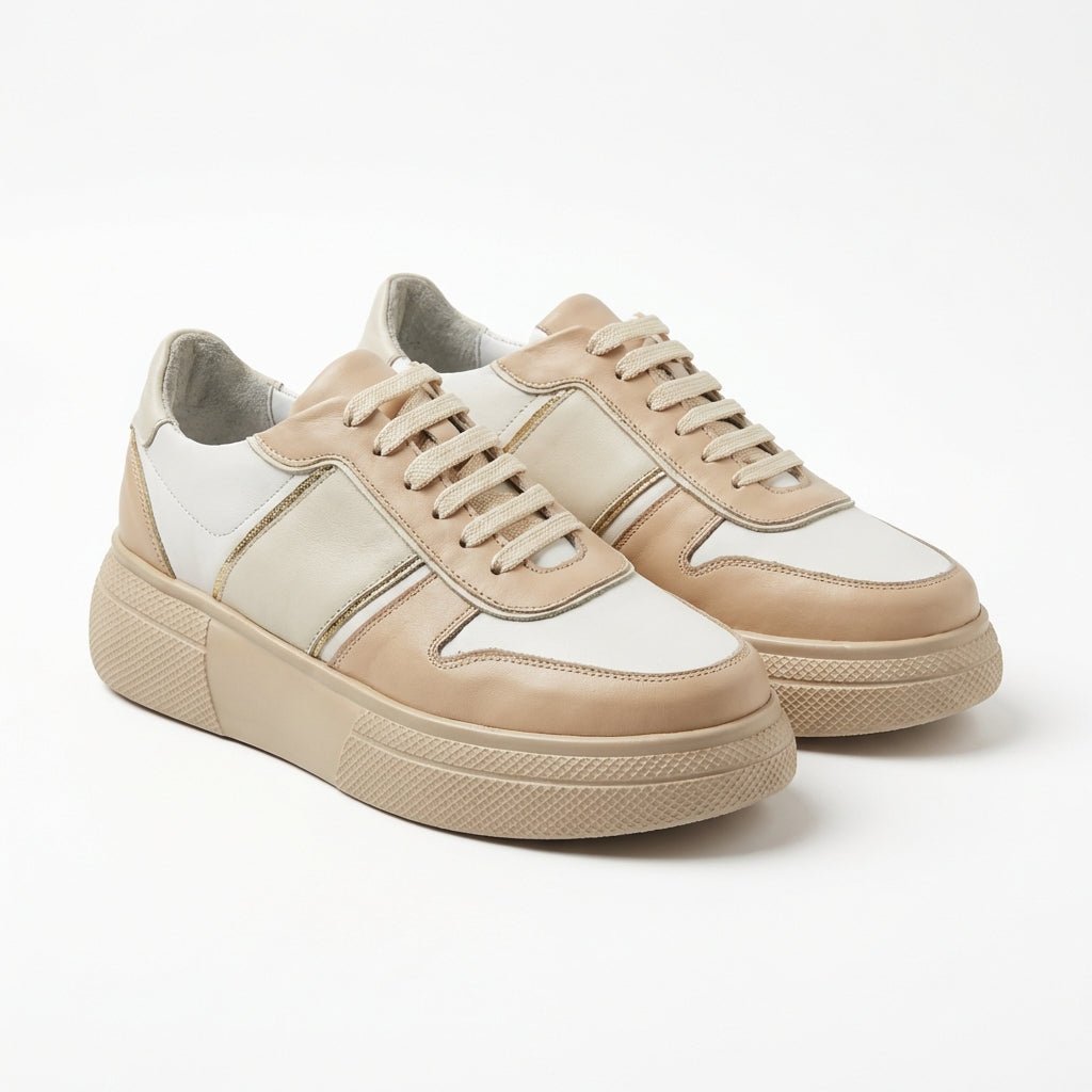 Adidasi dama Bej, Asti - 222, din piele naturala - Paul Style