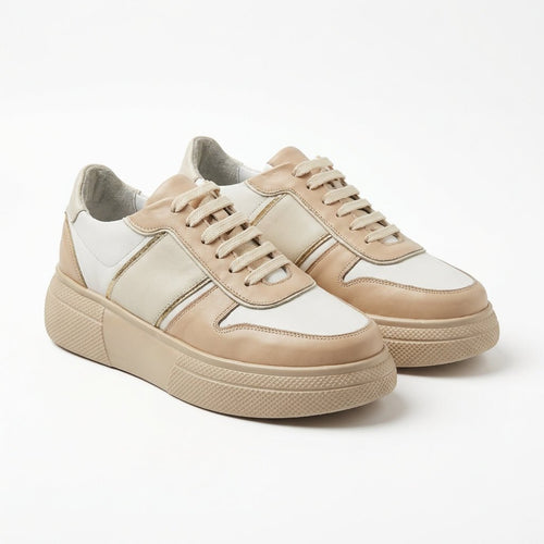 Adidasi dama Bej, Asti - 222, din piele naturala - Paul Style