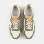 Adidasi dama bej - verde, piele naturla, Bela - 204 - Paul Style