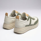 Adidasi dama bej - verde, piele naturla, Bela - 204 - Paul Style