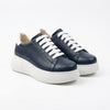 Women's navy blue sneakers, natural leather, Asti-207