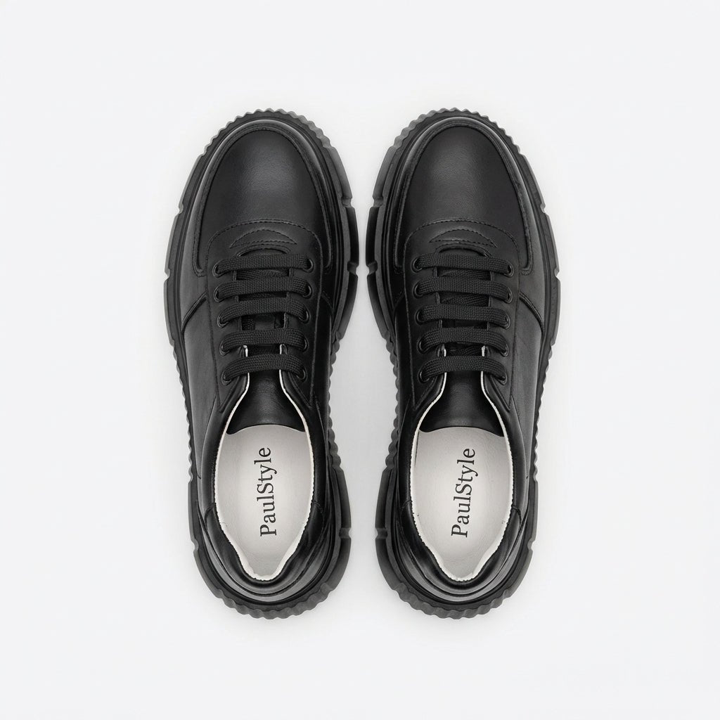 Adidasi dama negri, A - 295, din piele naturala - Paul Style