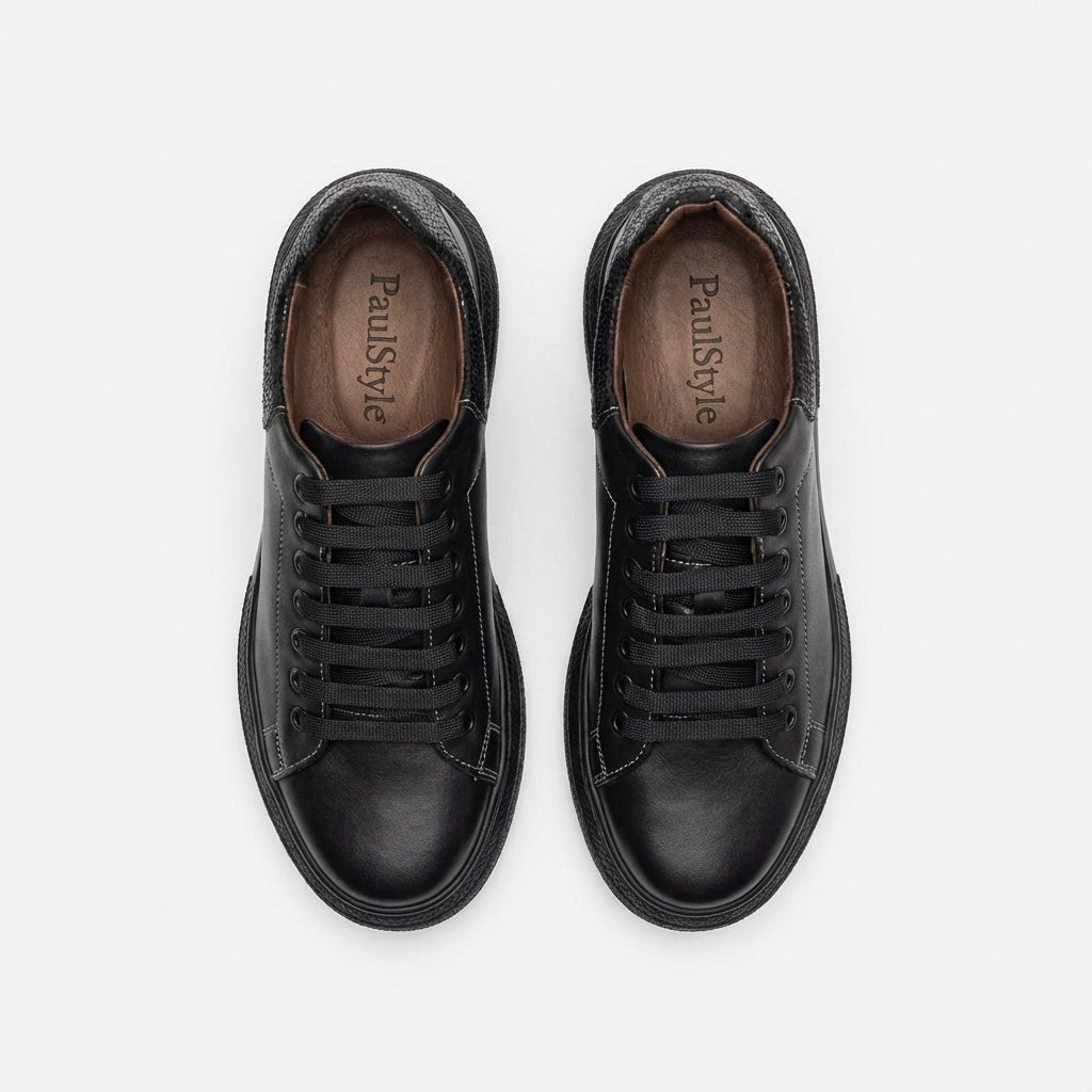 Adidasi dama negru, A - 287, din piele naturala - Paul Style