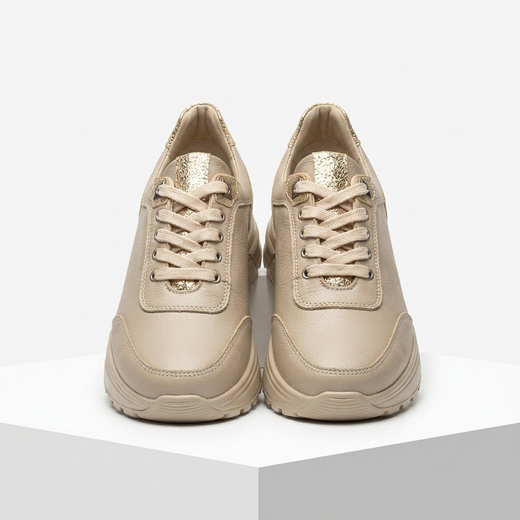 Adidasi damă piele naturală, bej, Bela - 196 - Paul Style