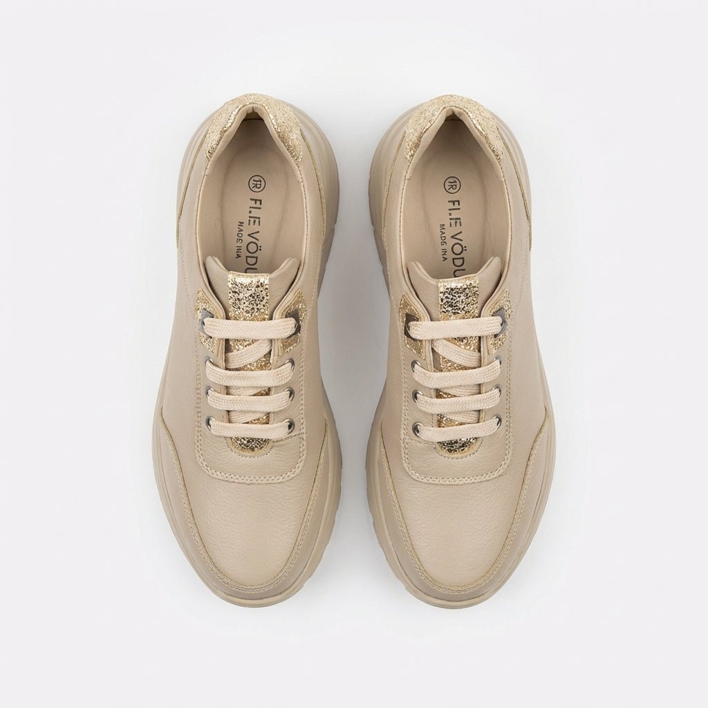 Adidasi damă piele naturală, bej, Bela - 196 - Paul Style