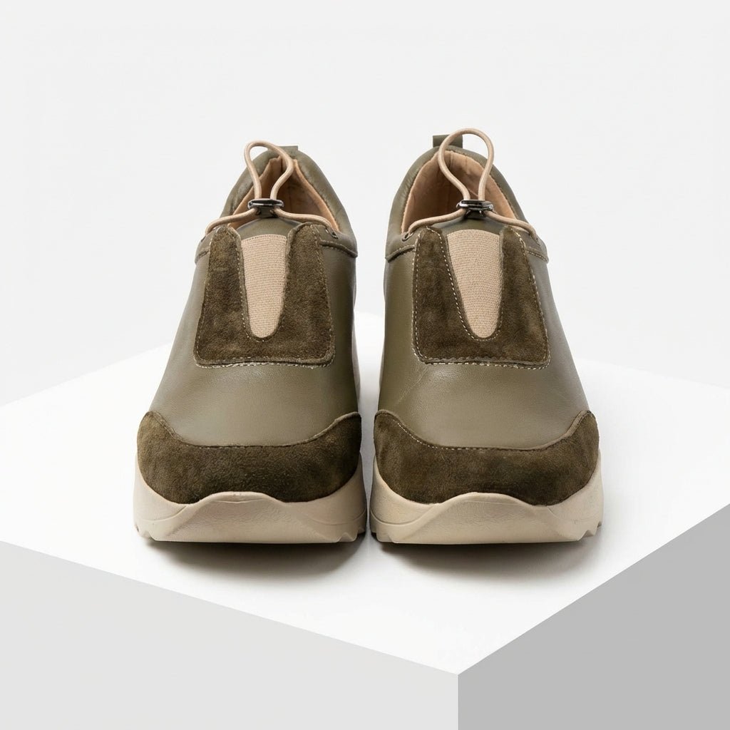 Adidasi damă piele naturală, verde - olive, Villa - 157.53 - Paul Style