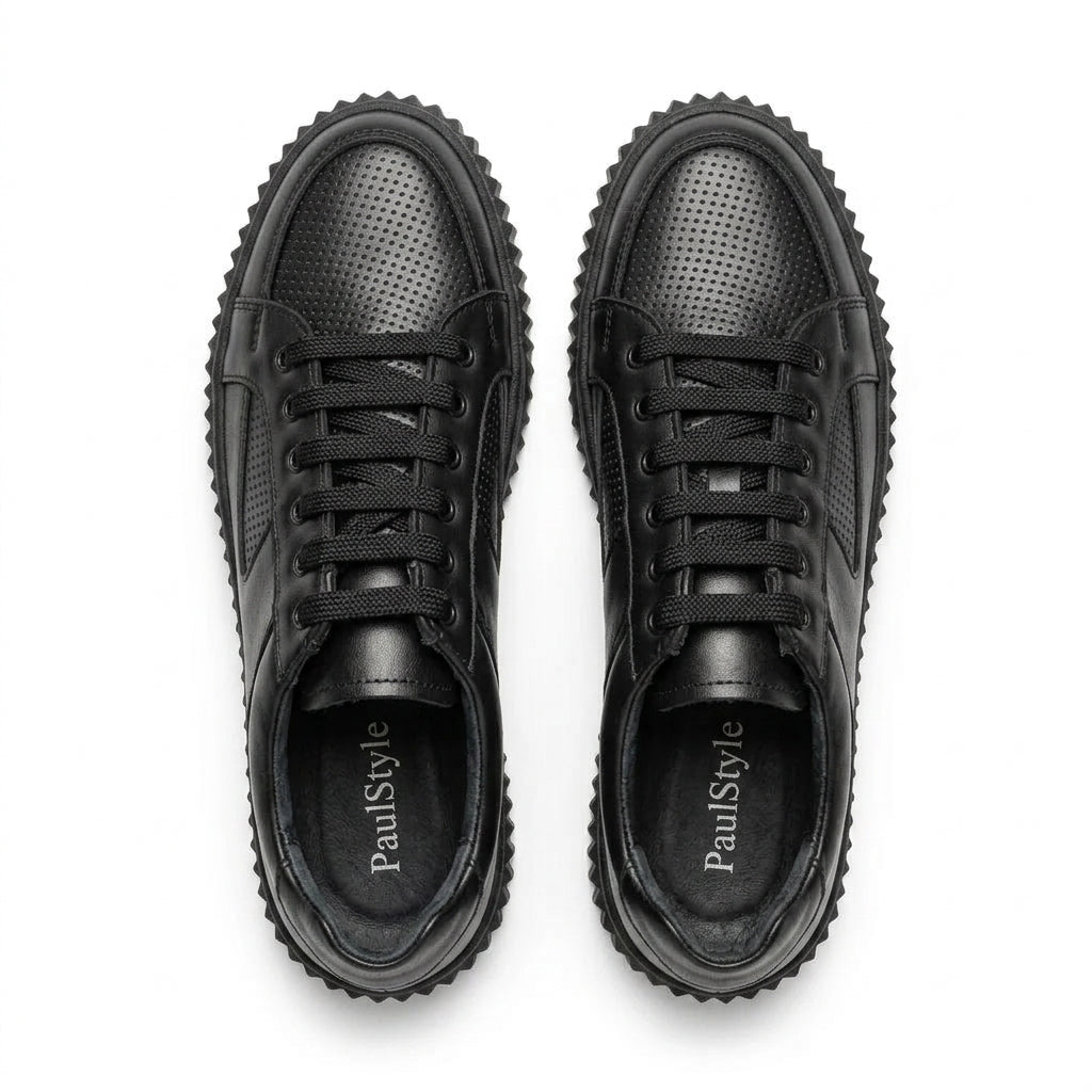 Adidasi dama,R-Iga, Negru, din piele naturala - Paul Style