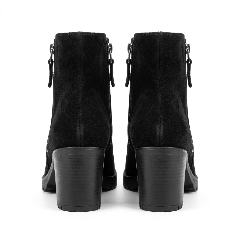 Botine dama negru-velur, Athena-32, din piele naturala