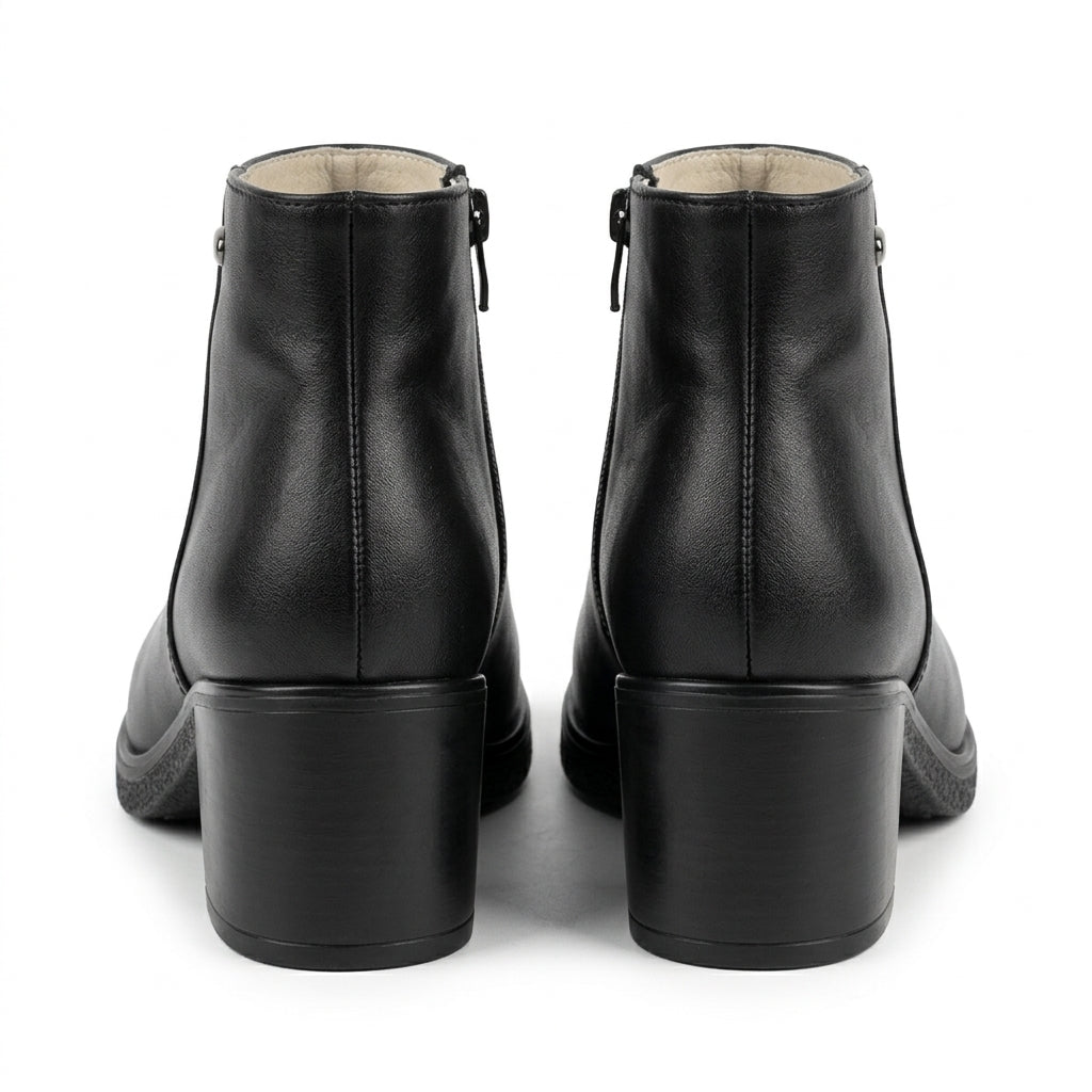 Botine dama negru, A-902, din piele naturala