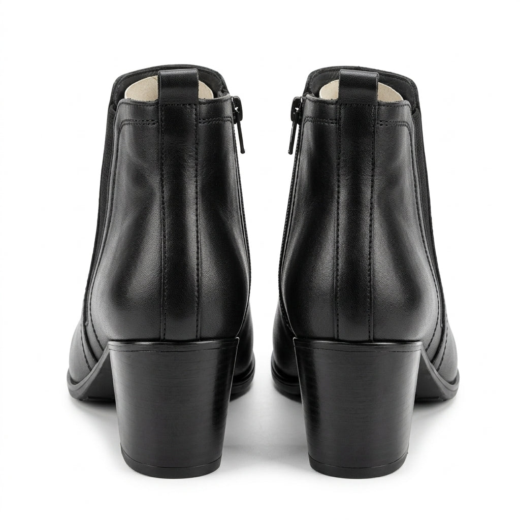 Botine dama negru, A-802, din piele naturala