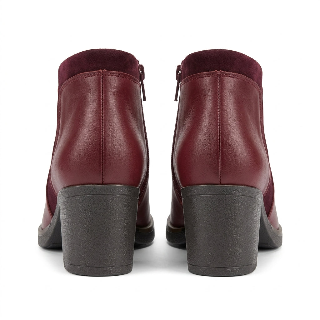 Botine dama visiniu, Merry001, din piele naturala