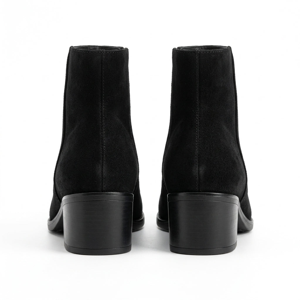 Botine dama negru-velur, Galaxy-002, din piele naturala
