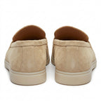 Mocasini  barbati din piele naturală bej deschis -velur, M-8093