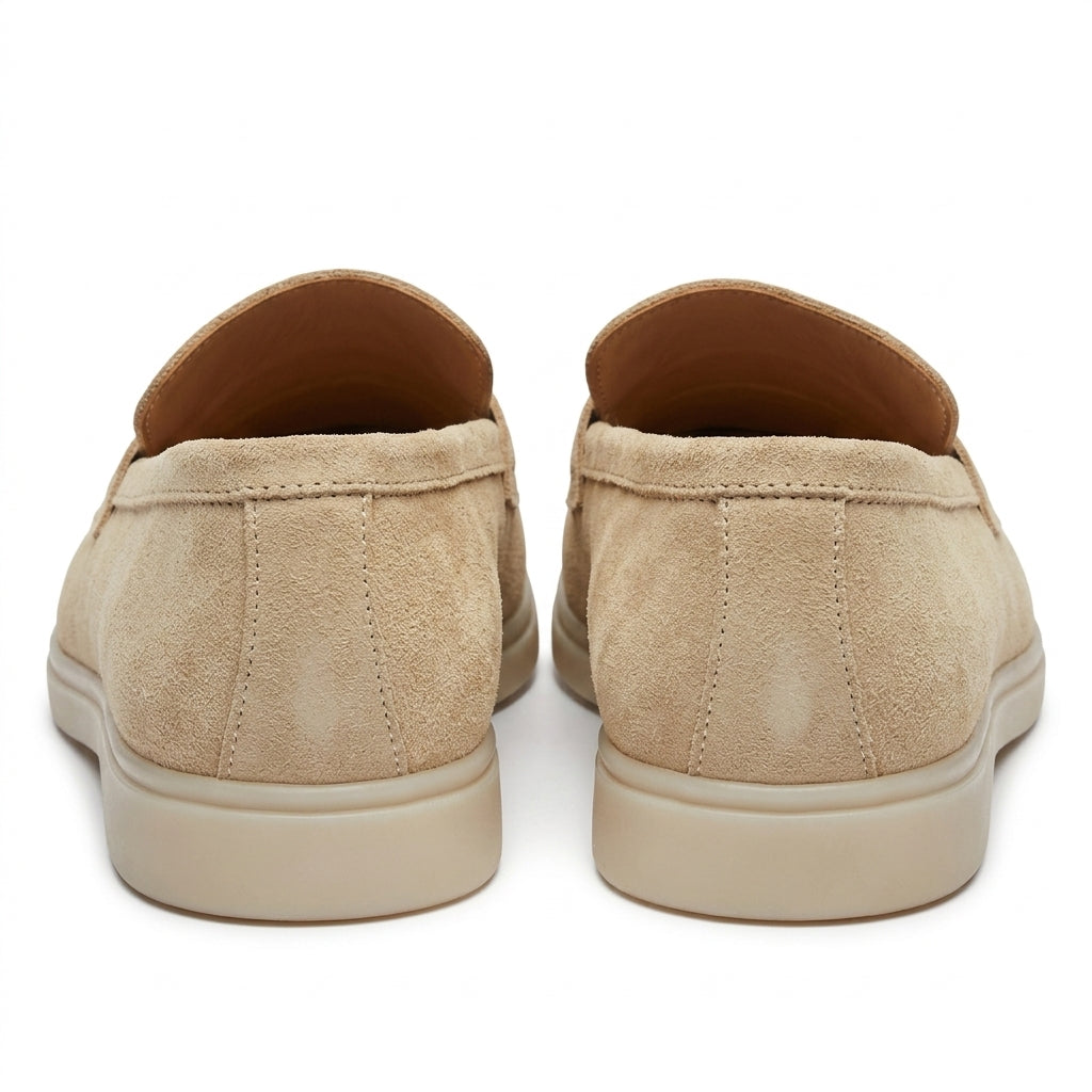 Mocasini  barbati din piele naturală bej deschis -velur, M-8093