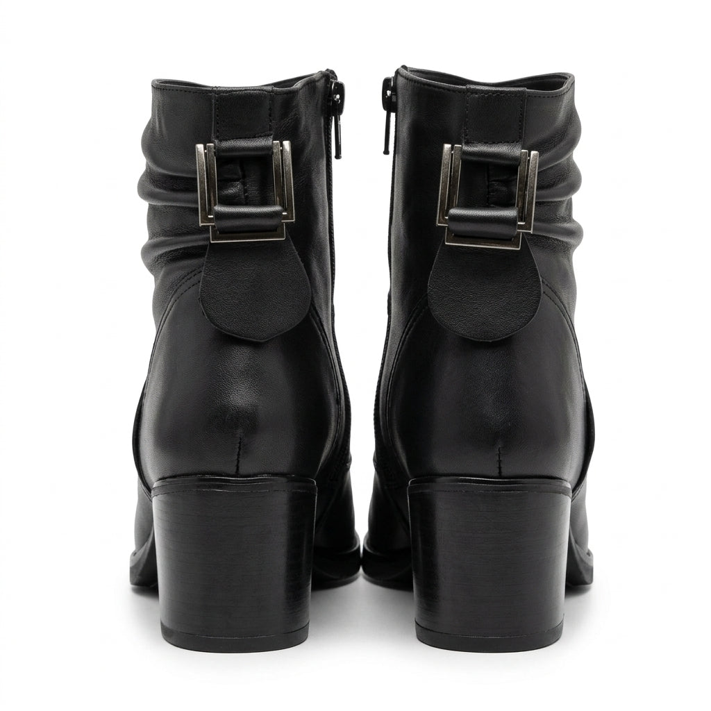 Botine dama negru, A-913, din piele naturala