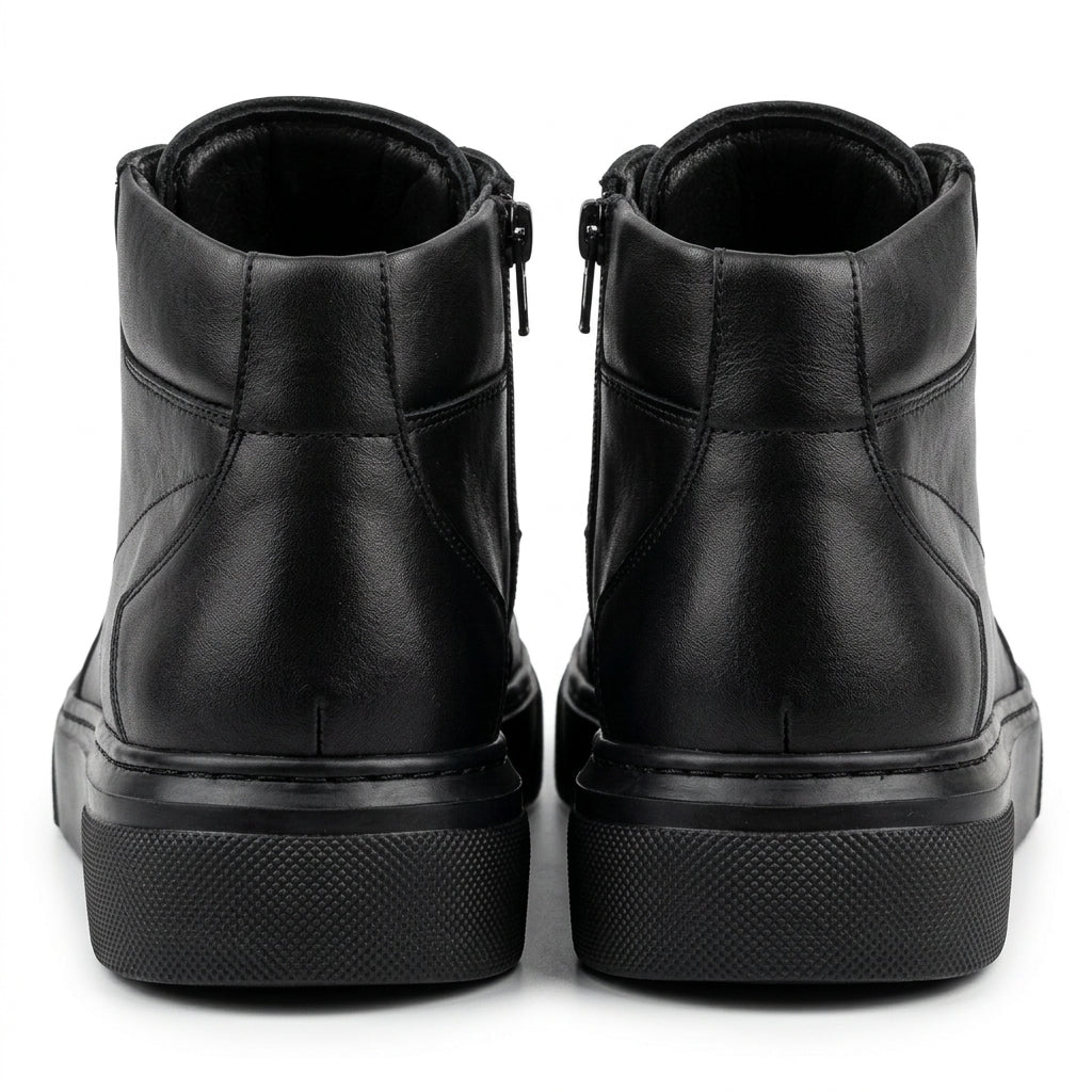 Bocanci barbati din piele naturală, A-505, negru