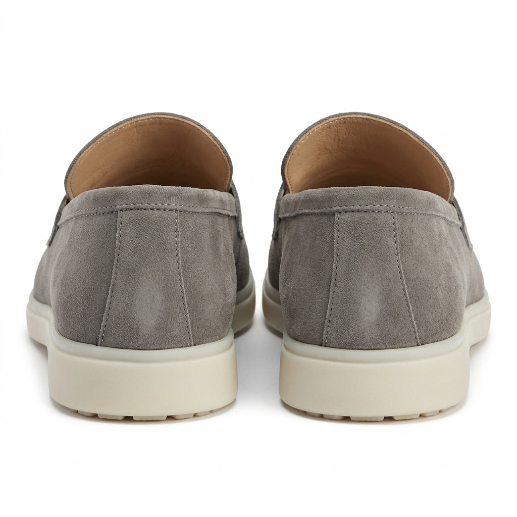Mocasini  barbati din piele naturală gri-velur, M-8093