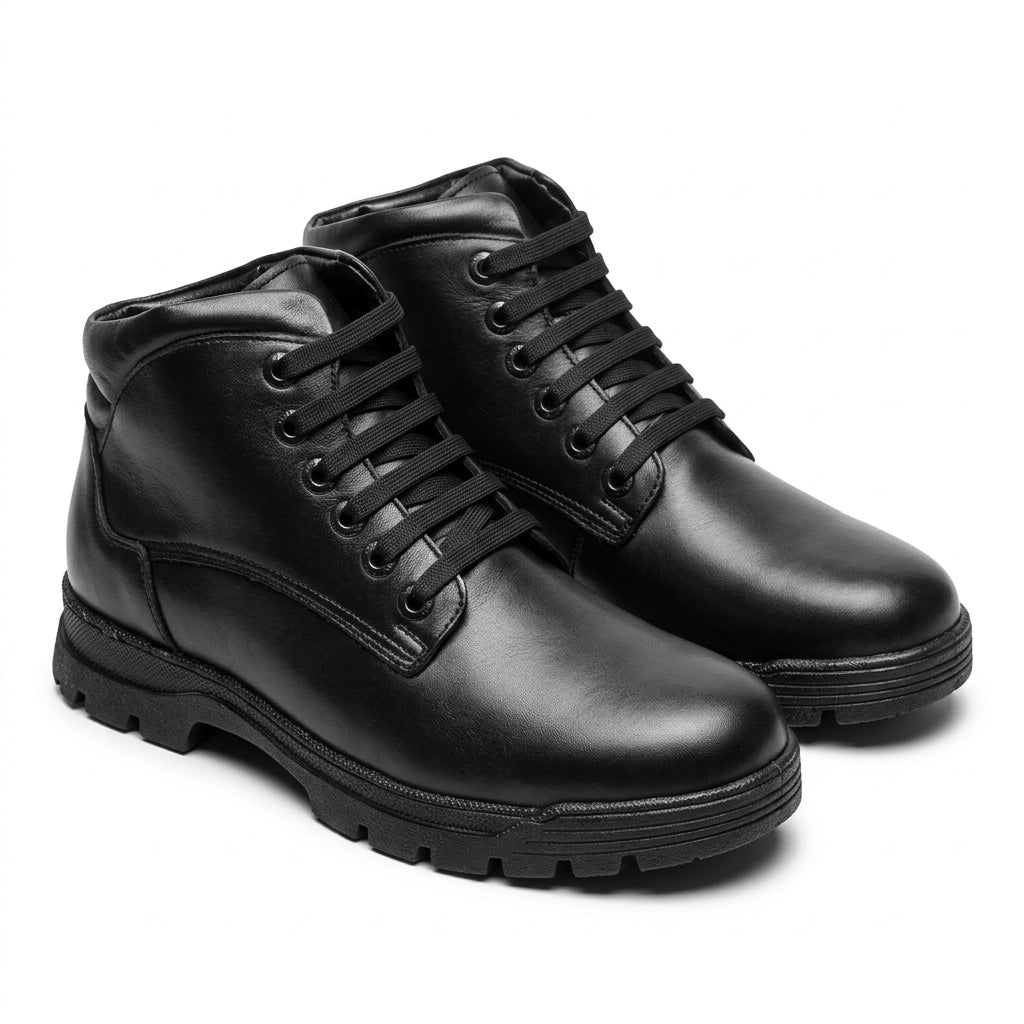 Bocanci barbati din piele naturală, A-963, negru - Paul Style