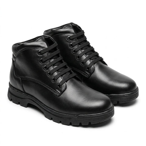 Bocanci barbati din piele naturală, A-963, negru - Paul Style