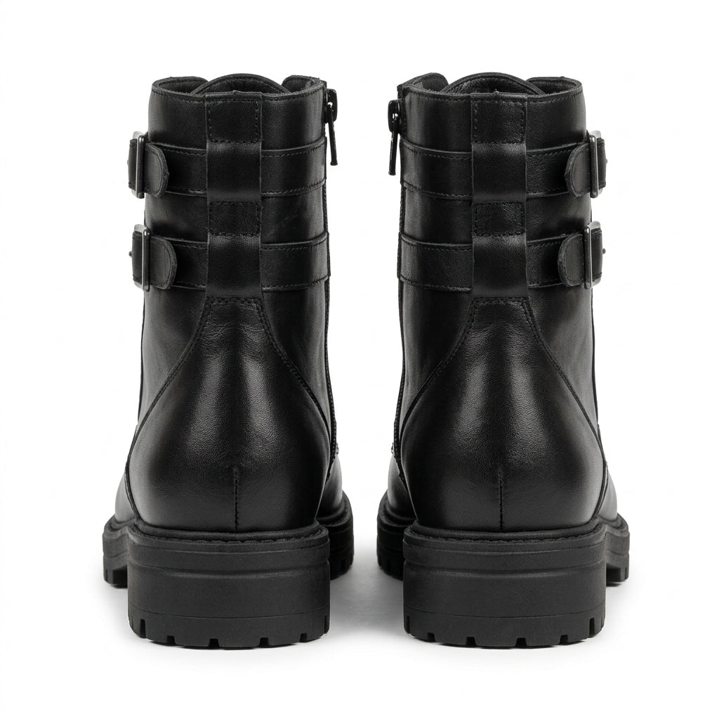 Bocanci damă negri cu catarame, M-410, piele naturală - PaulStyle