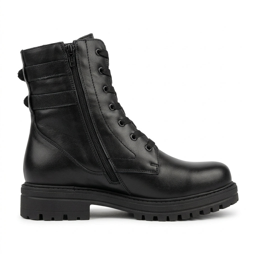 Bocanci damă negri cu catarame, M-410, piele naturală - PaulStyle