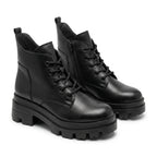 Bocanci damă negri cu șiret, M-2021, piele naturală - PaulStyle