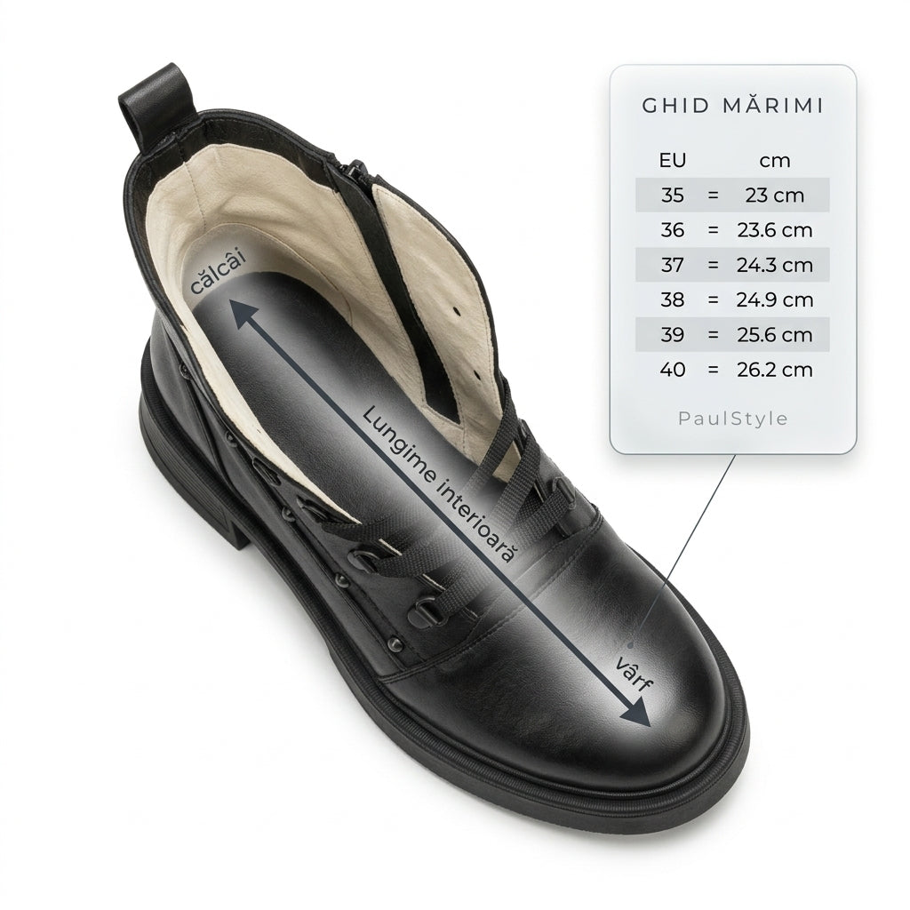 Bocanci dama negru, A-923-1, din piele naturala - Paul Style