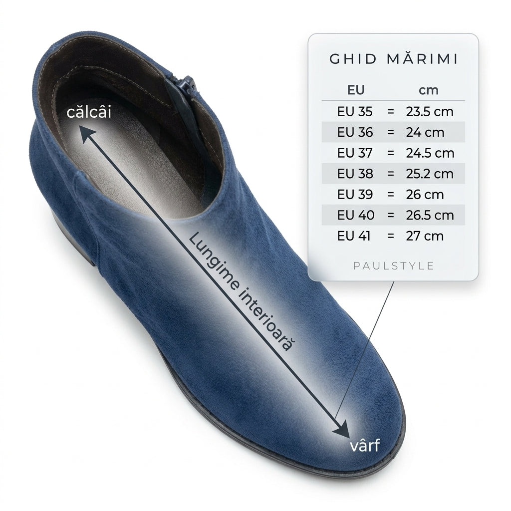 Botine dama bleumarin, Galaxy-002, din piele naturala - Paul Style