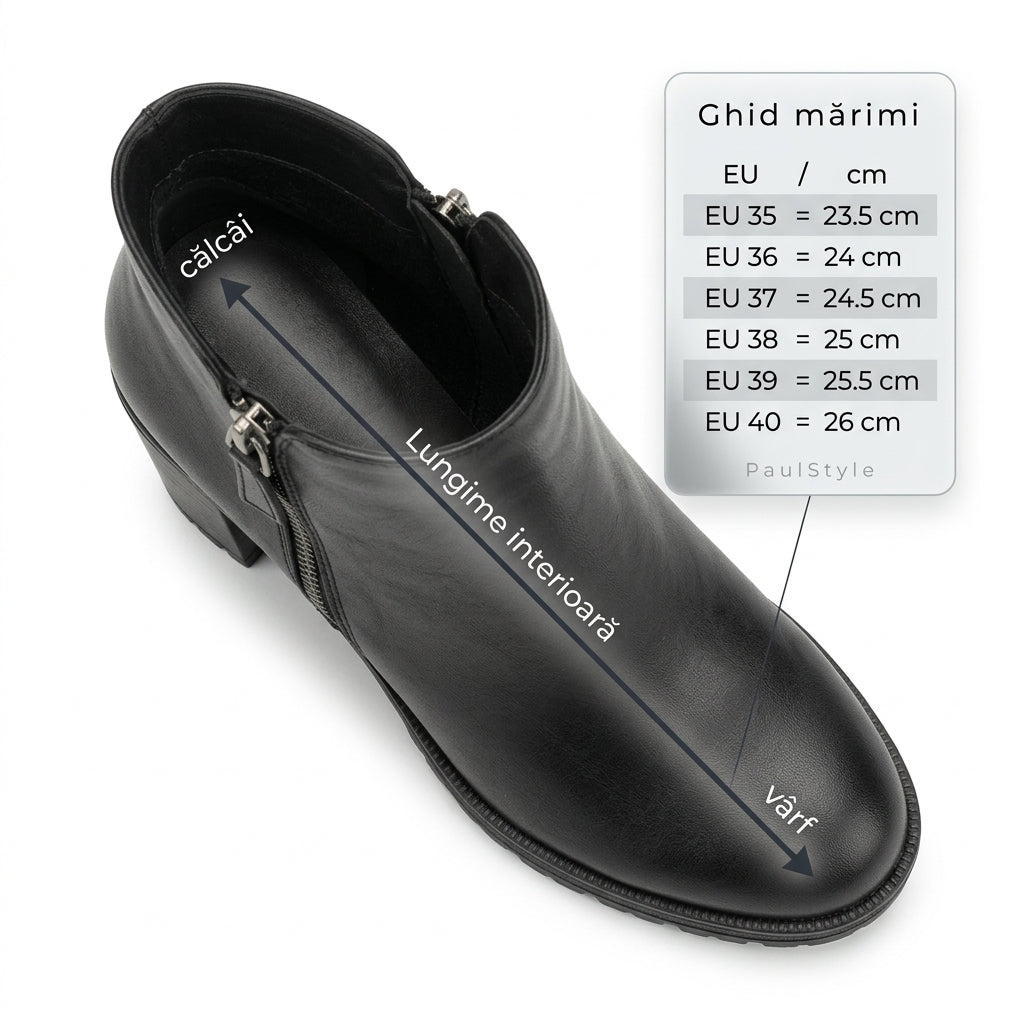 Botine dama negru, Athena-32, din piele naturala - Paul Style