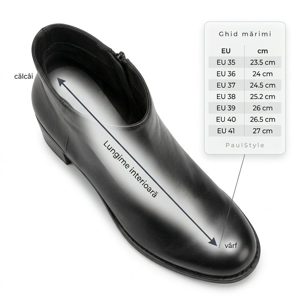Botine dama negru, Galaxy-002, din piele naturala - Paul Style
