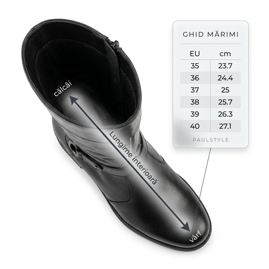 Cizme dama negru, A-379, din piele naturala - Paul Style