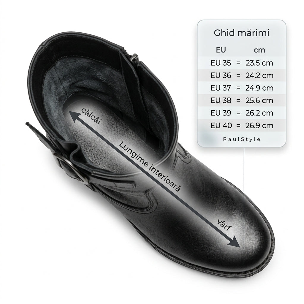 Cizme dama negru, A-393, din piele naturala - Paul Style