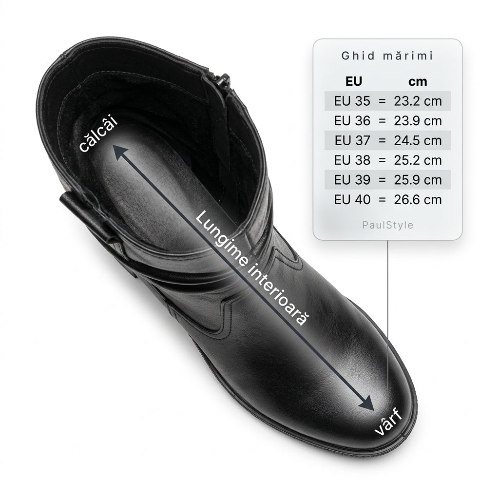 Cizme dama negru, A-907, din piele naturala - Paul Style