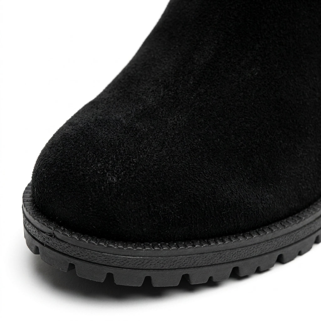 Botine dama negru-velur, Athena-32, din piele naturala