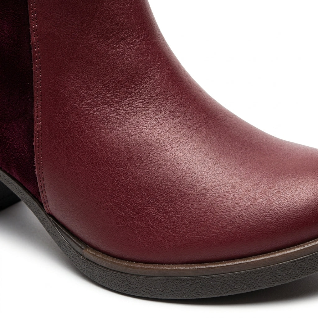 Botine dama visiniu, Merry001, din piele naturala